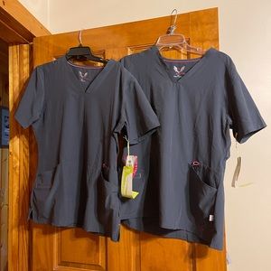 Smitten Grey Scrub Tops Large